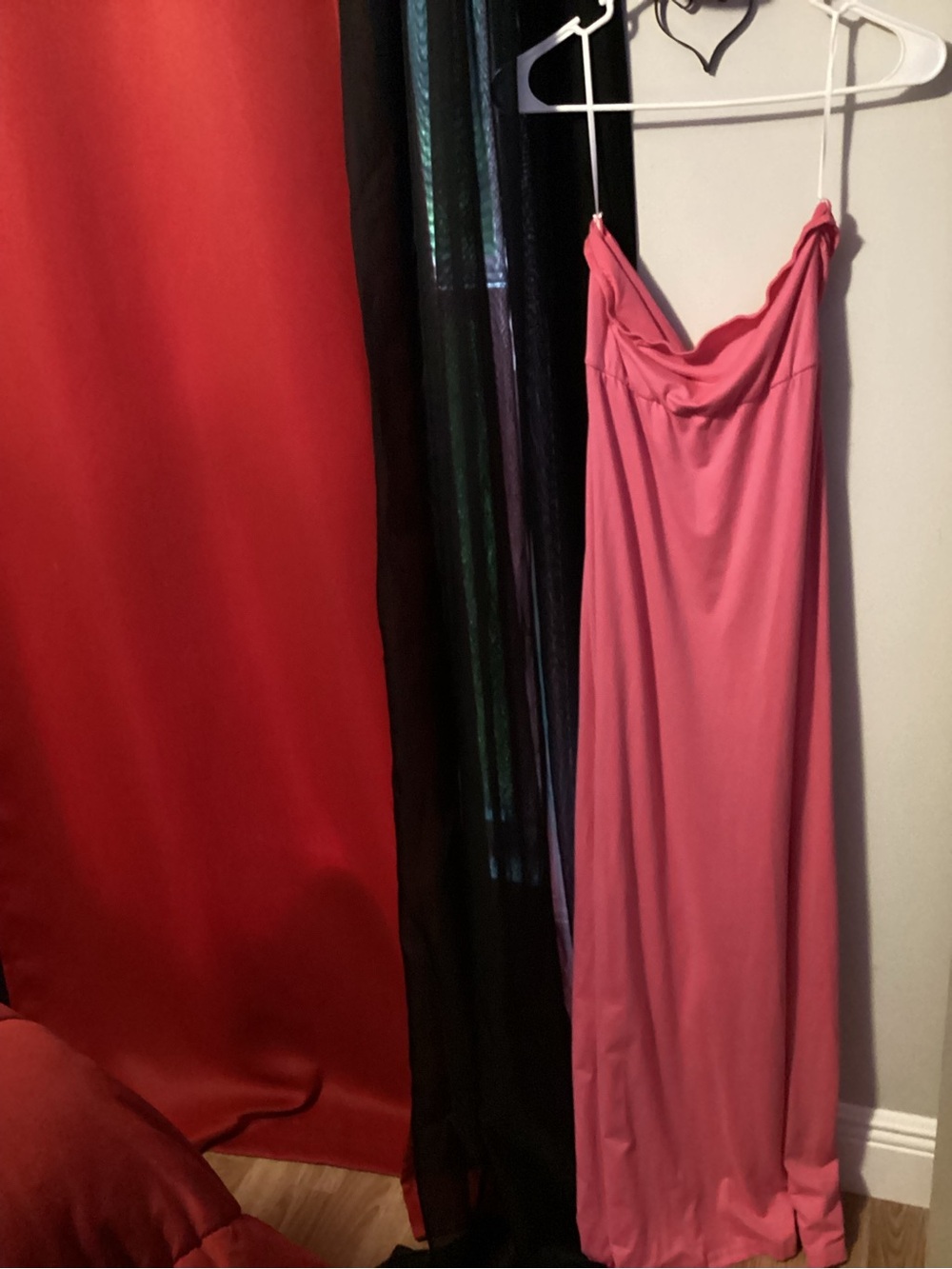 SHEIN Strapless Rose-Pink Cowl Maxi Dress